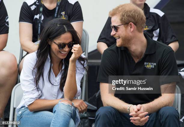 Meghan Markle and Prince Harry appear together at the wheelchair tennis on day 3 of the Invictus Games Toronto 2017 on September 25, 2017 in Toronto,...