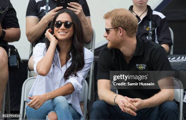 Meghan Markle and Prince Harry appear together at the wheelchair tennis on day 3 of the Invictus Games Toronto 2017 on September 25, 2017 in Toronto,...