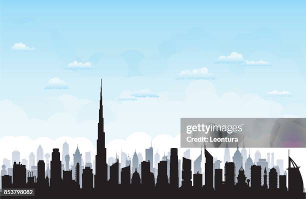 dubai (all buildings are moveable and complete) - skyline stock illustrations