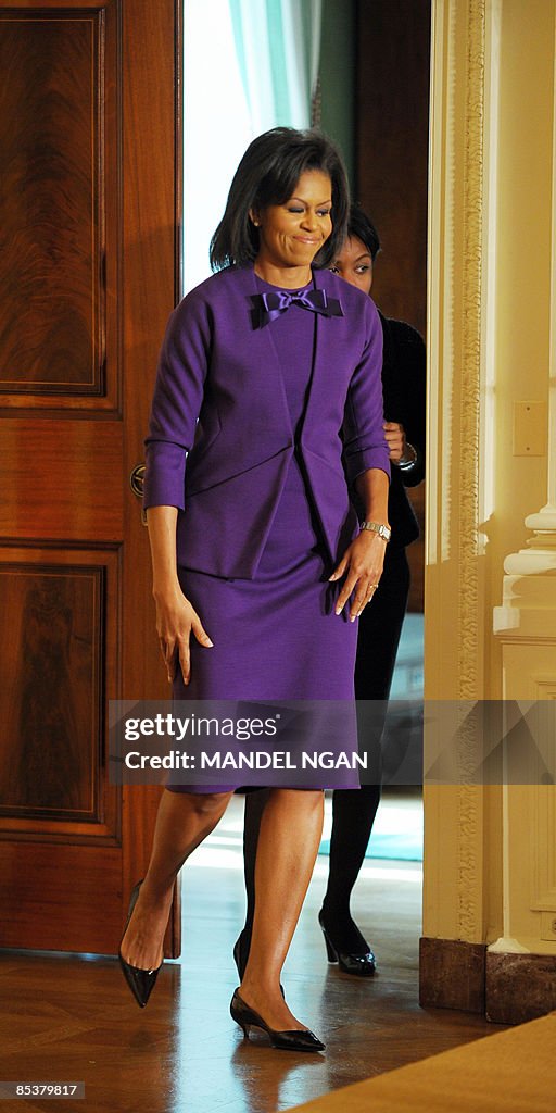 First Lady Michelle Obama arrives before