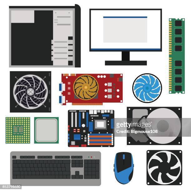 Cartoon Pc Components For Computer Store Set Vector High-Res Vector Graphic  - Getty Images