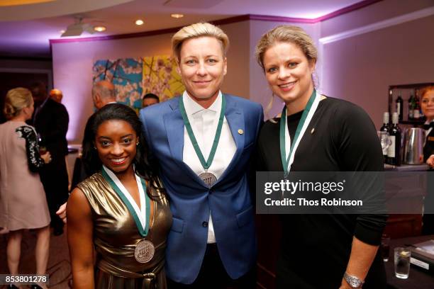 Honorees Simone Biles, Abby Wambach and Kim Clijsters attend the 32nd Annual Great Sports Legends Dinner To Benefit The Miami Project/Buoniconti Fund...