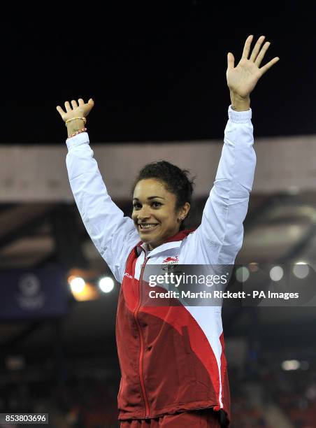 England's Jodie Williams celebrates her silver medal in the Women's 200m Final during the 2014 Commonwealth Games in Glasgow.