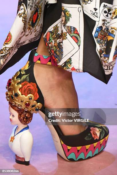 Model walks the runway at the Dolce & Gabbana Ready to Wear Spring/Summer 2018 fashion show during Milan Fashion Week Spring/Summer 2018 on September...