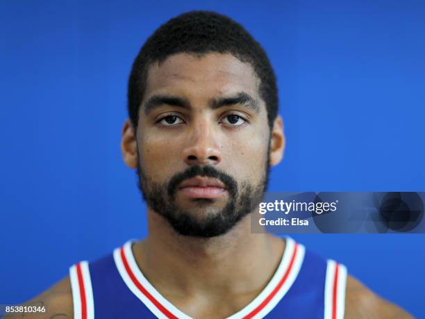 James Michael McAdoo of the Philadelphia 76ers poses for a portrait during the Philadelphia 76ers Media Day on September 25, 2017 at the Philadelphia...