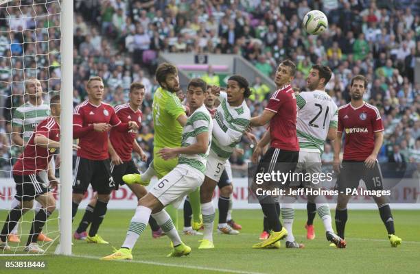 Goal mouth action during the Champions League Qualifying at Murrayfield, Edinburgh. PRESS ASSOCIATION Photo. Picture date: Wednesday August 6, 2014....