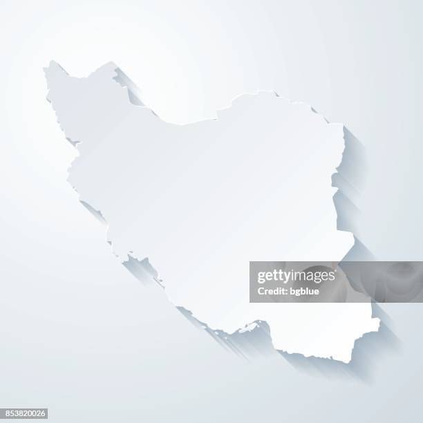 iran map with paper cut effect on blank background - iran map stock illustrations