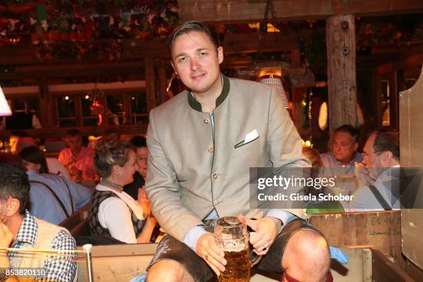 Prince Maximilian zu Sayn-Wittgenstein-Berleburg during the Oktoberfest at Kaeferzelt at Theresienwiese on September 25, 2017 in Munich, Germany.