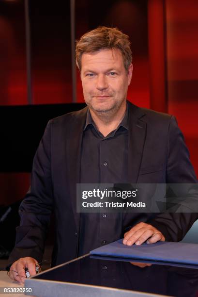 Author Robert Habeck during the TV Show 'Hart aber Fair' on September 25, 2017 in Berlin, Germany.