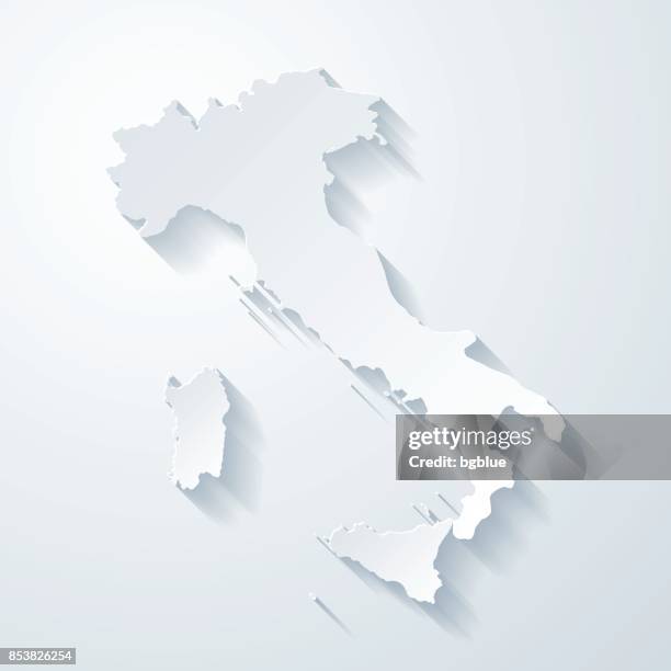 bildbanksillustrationer, clip art samt tecknat material och ikoner med italien karta med papper skära effekt på tomt bakgrund - karta italien