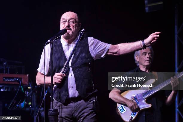 British singer and musician Ian Anderson of Jethro Tull performs live on stage during a concert at the Admiralspalast on September 25, 2017 in...