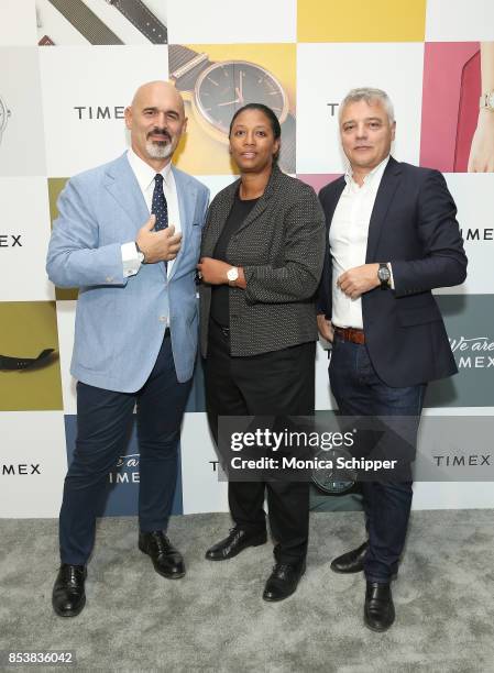 Of Boutique Business Unit Silvio Leonardi, Shawn Cummings and TIMEX Design Director Giorgio Galli speak at TIMEX & Milo Ventimiglia Present We Are...