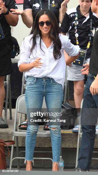 Meghan Markle attends the Wheelchair Tennis on day 3 of the Invictus Games Toronto 2017 at Nathan Philips Square on September 25, 2017 in Toronto,...