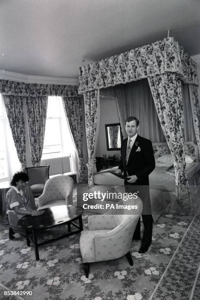 The Grand Hotel manager Richard Baker in the room where Prime Minister Margaret Thatcher stayed during the Conservative Party Conference, while a...