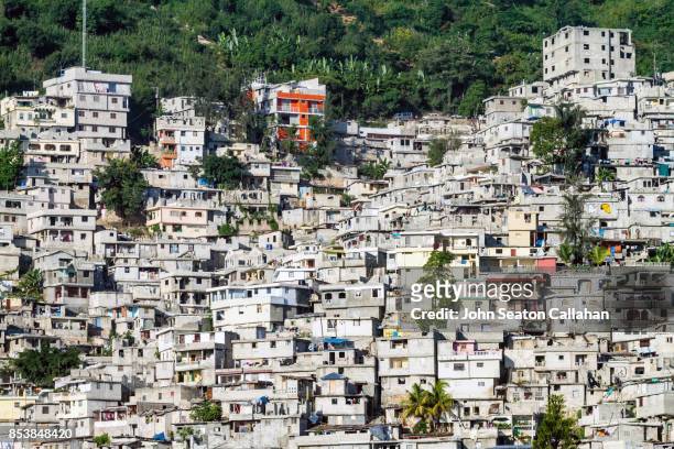 hillside housing in petionville - port au prince stock pictures, royalty-free photos & images