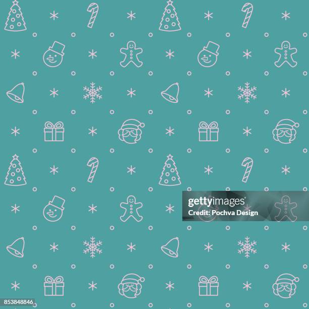 christmas themed icon seamless pattern - gingerbread background stock illustrations
