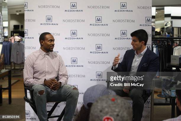 Alshon Jeffery and Kevin Lavelle, CEO and Founder of Mizzen and Main, attend the Alshon Jeffery Personal Appearance for Mizzen and Main at Nordstrom...