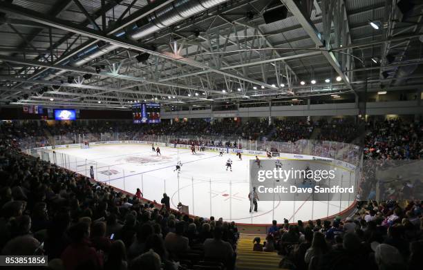 General view as the New Jersey Devils face the Ottawa Senators during Kraft Hockeyville Canada on September 25, 2017 at Credit Union Place in...