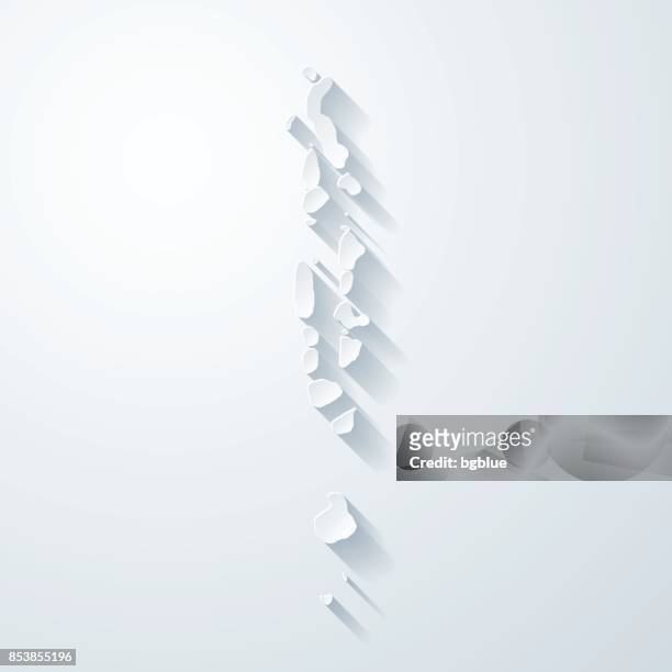 maldives map with paper cut effect on blank background - male maldives stock illustrations