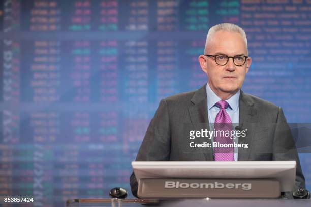Bryan Durkin, president of CME Group Inc., listens during a Bloomberg Television interview in Hong Kong, China, on Tuesday, Sept. 26, 2017. Durkin...