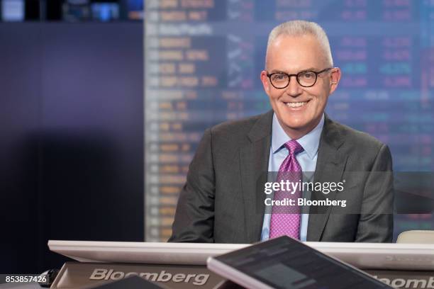 Bryan Durkin, president of CME Group Inc., smiles during a Bloomberg Television interview in Hong Kong, China, on Tuesday, Sept. 26, 2017. Durkin...