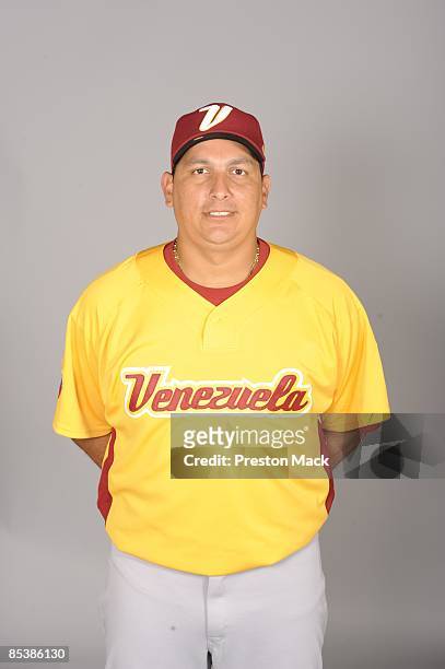 Victor Moreno , #16, of team Venezuela poses during a 2009 World Baseball Classic Photo Day on Monday, March 2, 2009 in Lakeland, Florida.