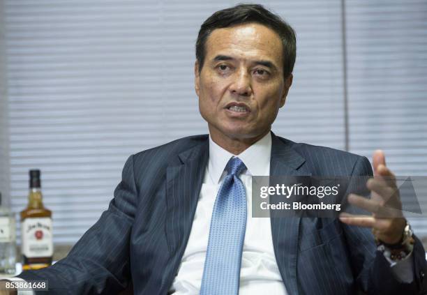 Takeshi Niinami, president and chief executive officer of Suntory Holdings Ltd., speaks during an interview in Tokyo, Japan, on Monday, Sept. 25,...