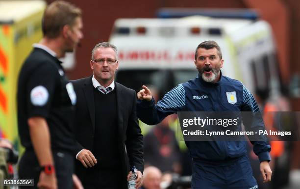 Aston Villa's Paul Lambert and Roy Keane during the Barclays Premier League match at The Britannia Stadium, Stoke.