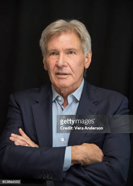 Harrison Ford at the "Blade Runner 2049" Press Conference at the Ritz Carlton Marriott Marquis Hotel on September 24, 2017 in Los Angeles, California.