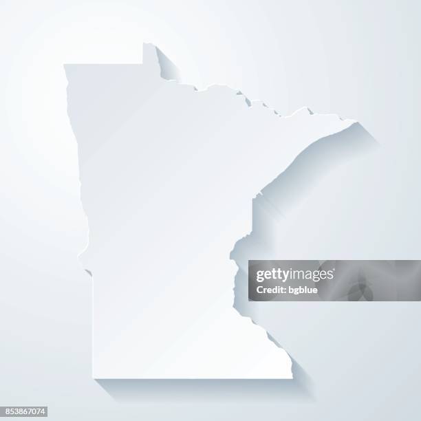 minnesota map with paper cut effect on blank background - minnesota stock illustrations