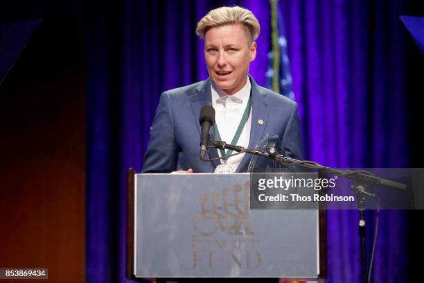 Abby Wambach attends the 32nd Annual Great Sports Legends Dinner To Benefit The Miami Project/Buoniconti Fund To Cure Paralysis at New York Hilton...