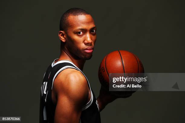 Akil Mitchell of the Brooklyn Nets poses for a portrait during Media Day at HSS Training Center on September 25, 2017 in the Brooklyn Borough of New...