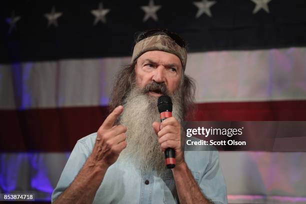 Reality television star Phil Robertson speaks at a campaign event for Republican candidate for the U.S. Senate in Alabama Roy Moore on September 25,...