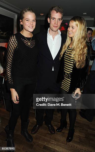 Gabriella Calthorpe, Francois O'Neil and Florence Brudenell-Bruce attend the launch party for Brompton Bar & Grill, on March 11, 2009 in London,...