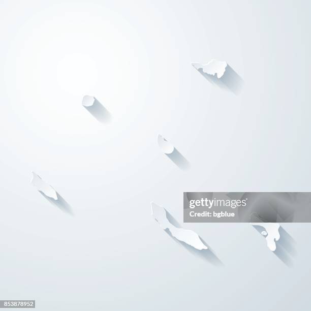 netherlands antilles map with paper cut effect on blank background - curacao map stock illustrations