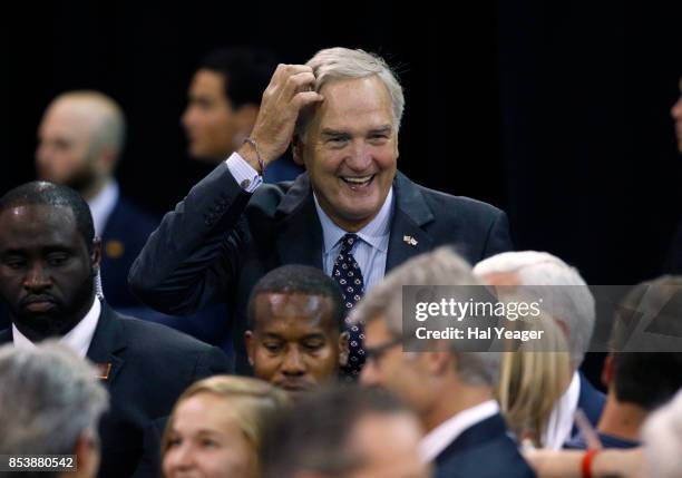 Sen. Luther Strange greets supporters at a campaign rally with Vice President Mike Pence at HealthSouth Aviation on September 25, 2017 in Birmingham,...