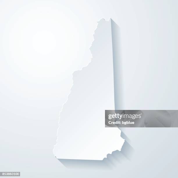 new hampshire map with paper cut effect on blank background - concord new hampshire stock illustrations