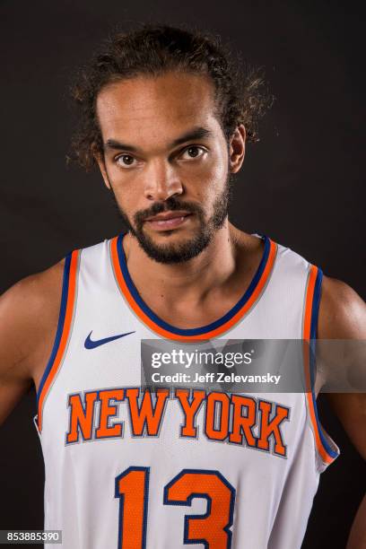 Joakim Noah of the New York Knicks is photographed at New York Knicks Media Day on September 25, 2017 in Greenburgh, New York.