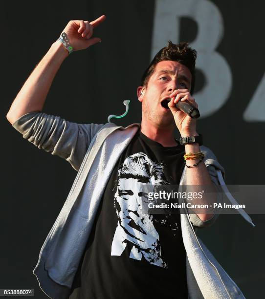 Bastille frontman Dan Smith performing at the Tennants Vital music festival at Boucher Road in Belfast.