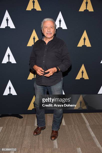 Edward James Olmos attends the Academy Museum of Motion Pictures Screens "Zoot Suit" at AMPAS Samuel Goldwyn Theater on September 25, 2017 in Beverly...