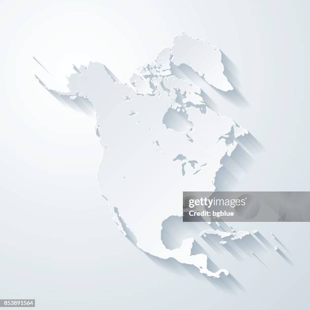north america map with paper cut effect on blank background - north america outline stock illustrations