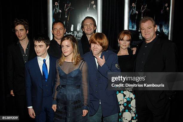 Robert Pattinson, Daniel Radcliffe, Jason Isaacs, Emma Watson, Ralph Fiennes, Rupert Grint, Miranda Richardson and Brendan Gleeson