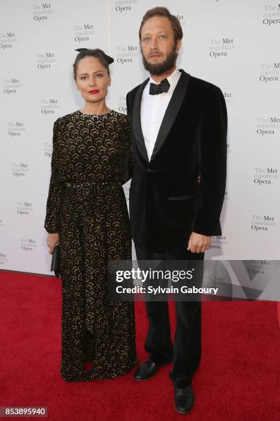 Yelena Yemchuk and Ebon Moss-Bachrach attend Metropolitan Opera Opening Night Gala at Lincoln Center on September 25, 2017 in New York City.