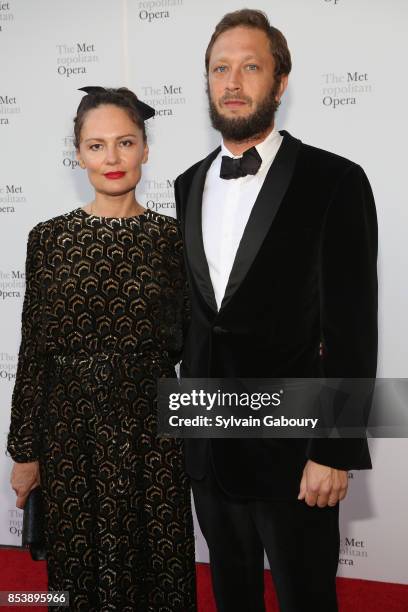 Yelena Yemchuk and Ebon Moss-Bachrach attend Metropolitan Opera Opening Night Gala at Lincoln Center on September 25, 2017 in New York City.