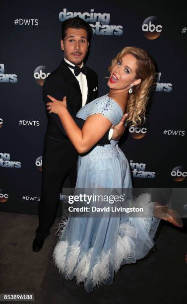 Dancer Gleb Savchenko and actress Sasha Pieterse attend "Dancing with the Stars" season 25 at CBS Televison City on September 25, 2017 in Los...