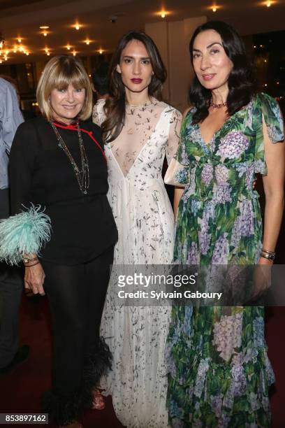 Anne McNally, Zani Gugelmann and Anh Duong attend Metropolitan Opera Opening Night Gala at Lincoln Center on September 25, 2017 in New York City.
