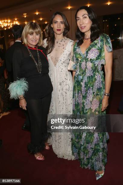 Anne McNally, Zani Gugelmann and Anh Duong attend Metropolitan Opera Opening Night Gala at Lincoln Center on September 25, 2017 in New York City.