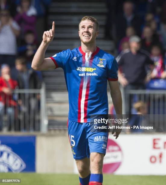 Inverness Marley Watkins celebrates the opening goal during the Scottish Premiership match at Tulloch Caledonian Stadium, Inverness.
