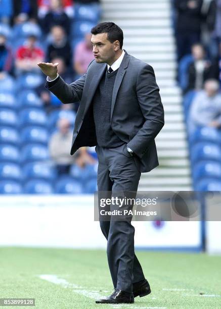 Dumbarton manager Ian Murray during the Scottish Championship match at Ibrox Stadium, Glasgow.