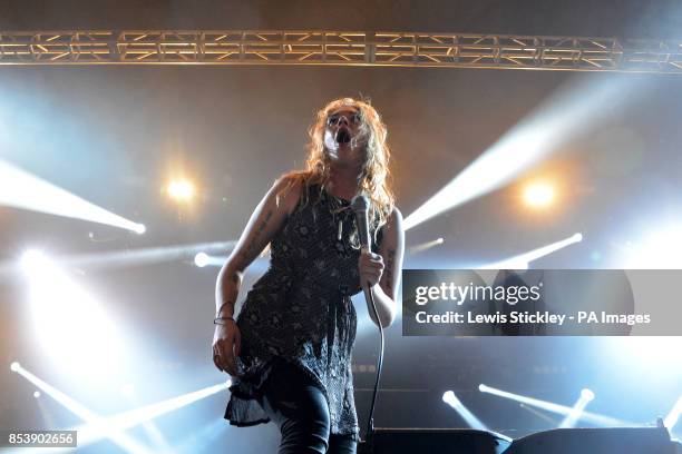 Rebecca MacIntyre of Marmozets performs during day three of Leeds Festival in Bramham Park, Leeds.